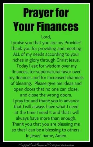 prayer for today church money needs